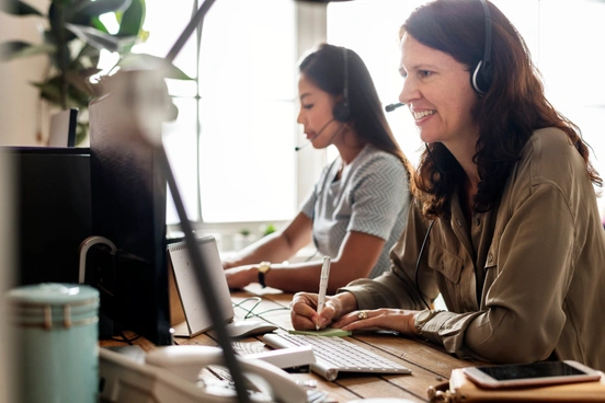 Customer service representative writing an email